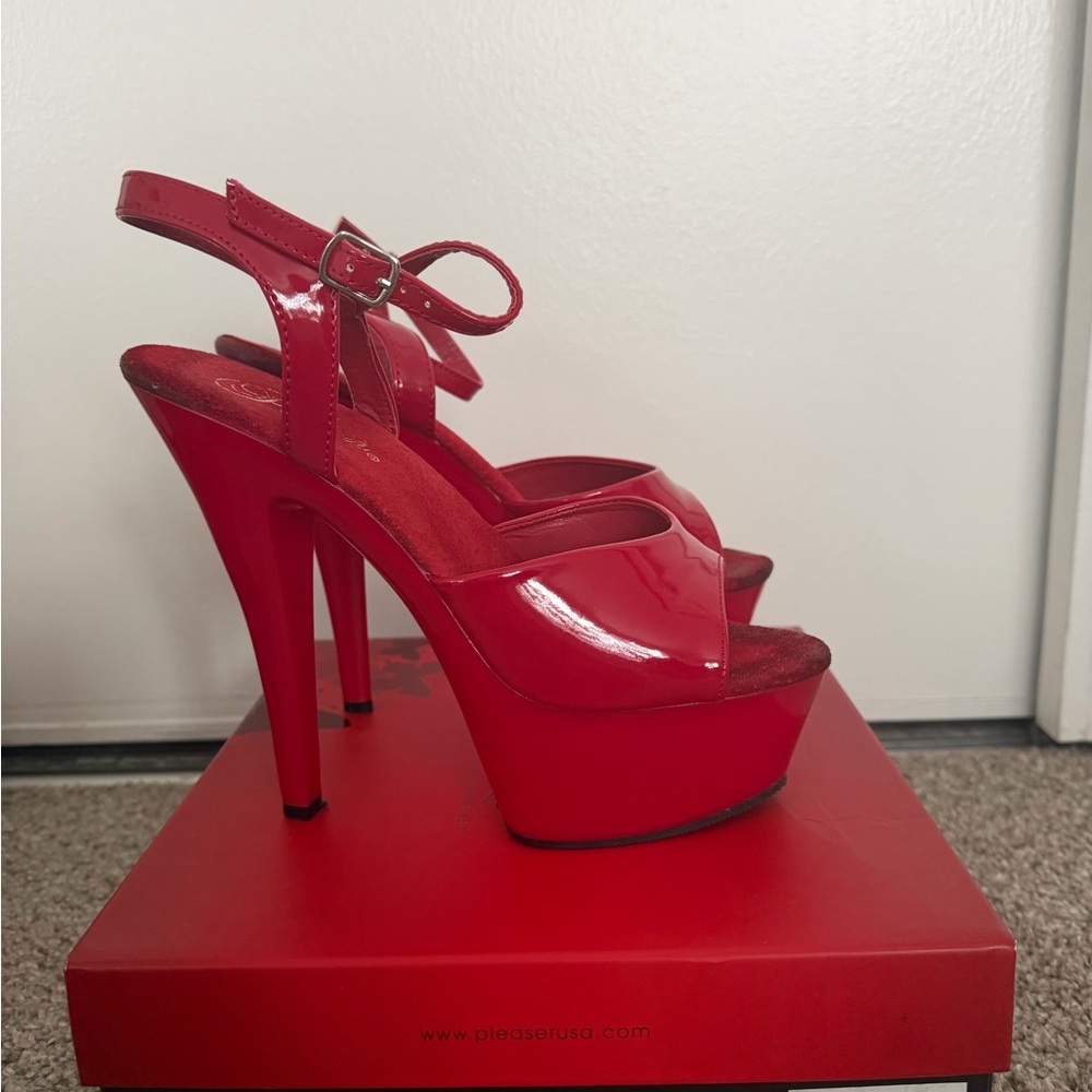 Pleaser Bold Red Platform Sandals - image 2